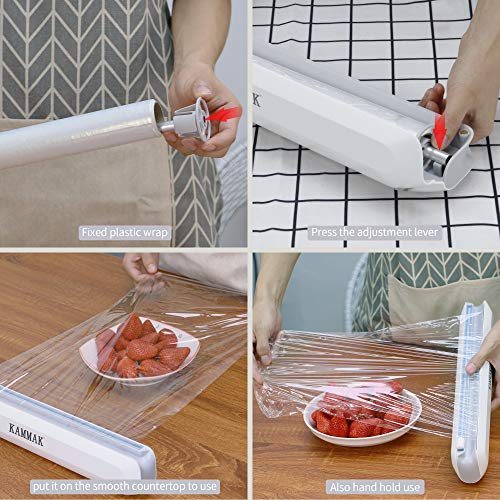 Plastic Food Wrap Dispenser Wrap Cutter Refillable Foil and Cling Film Cutter Storage Kitchen Cling Film Cutter(Included 30M Plastic Wrap) - Thumbnail 6