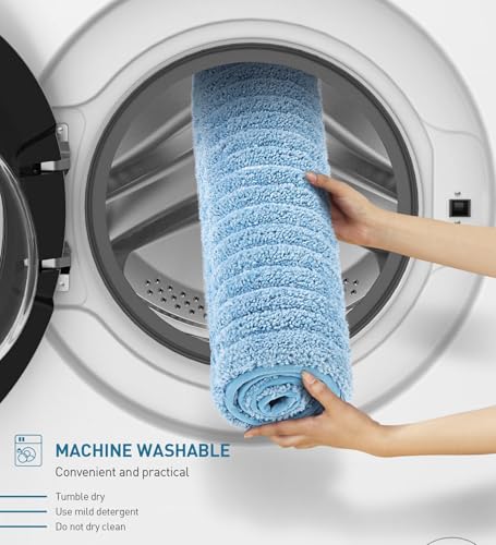 Image of Obsessions Soft & Plush Bath Mat | Quick Dry, Stain & Skid Resistant | Luxuriously Soft, Long Lasting Color | TPR Latex Backing, Size 50x80 cm, Aqua