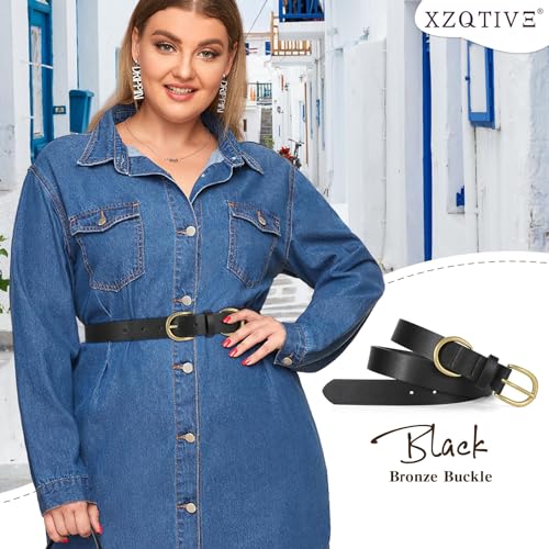 XZQTIVE Black Leather Belts for Women Brown Women's Belts for Jeans Pants Dress Ladies Waist Belts with Gold Buckle2