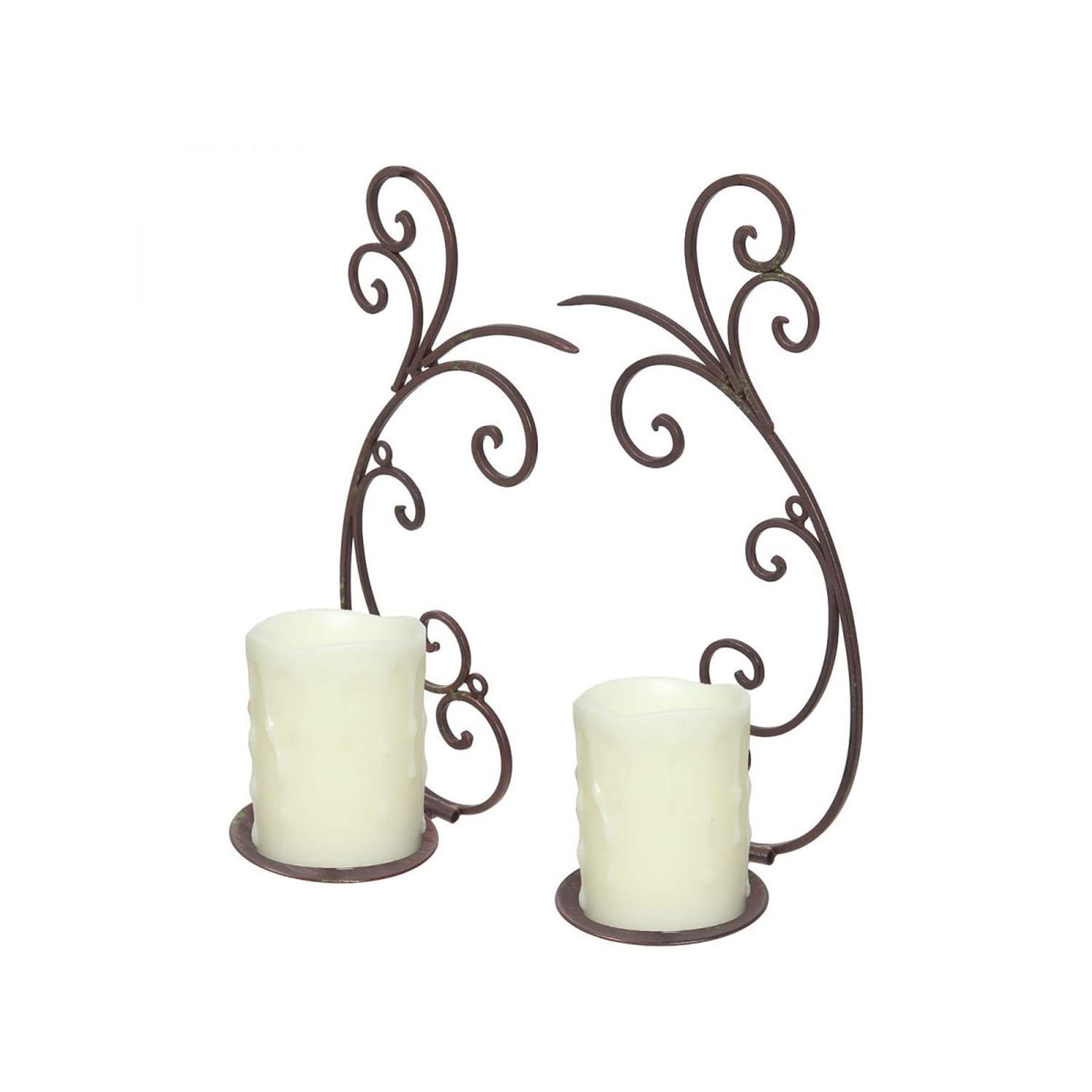 GUSUWOD Set of 2 Metal Wall Candle Holder, Candle Sconces Wall Decor, Bronze