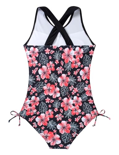 Image of BFUSTYLE Girls One Piece Swimsuit Cute Striped Bathing Suit Hawaii Swimwear 6-17 Years