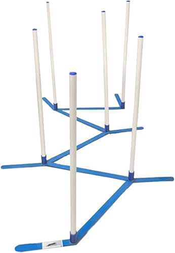 Cool Runners Agility Weave - Juego de 6 postes ajustables con estuche de transporte y estacas de césped, azulamarillo, 1 unidad (paquete de 1)