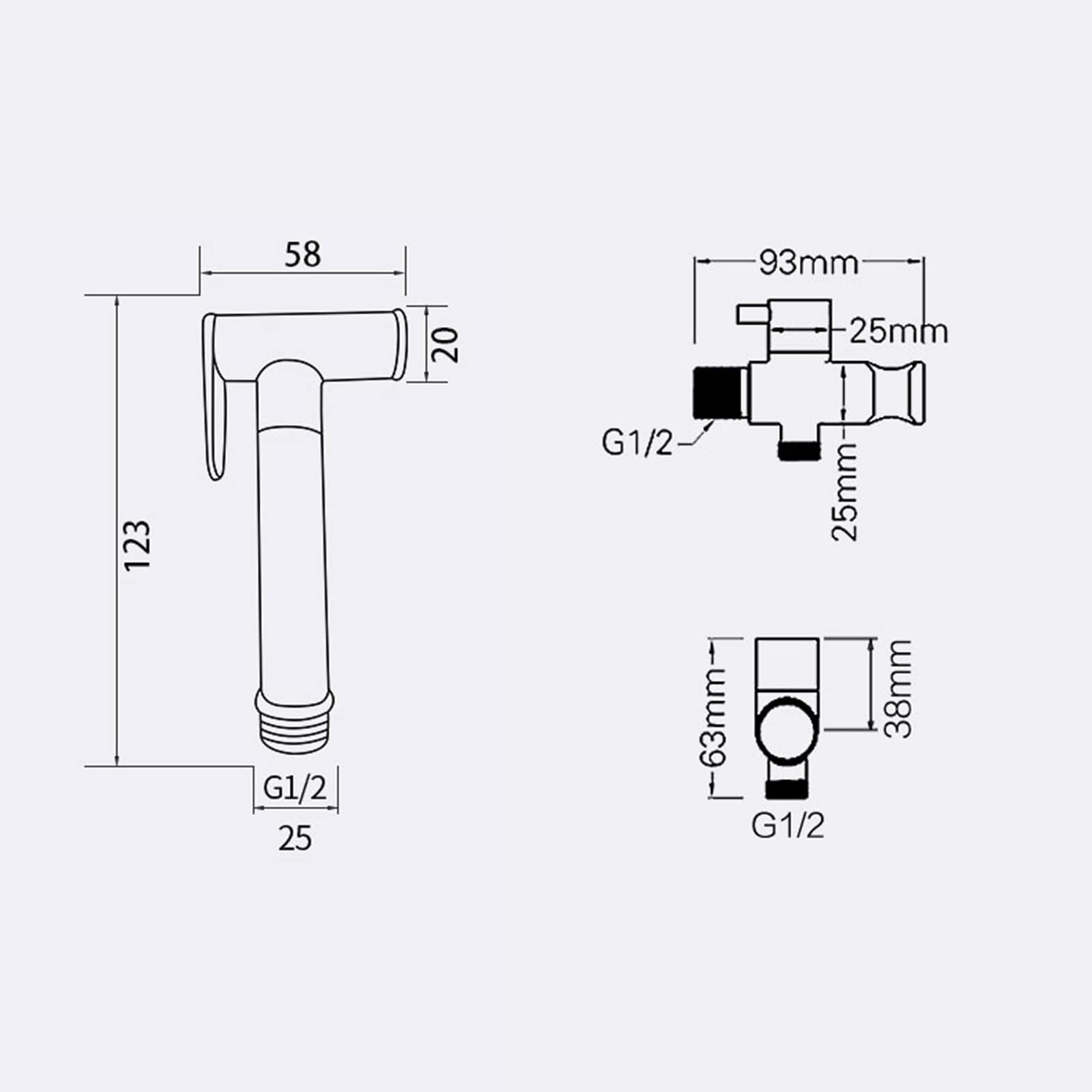 Pulverizador de mano de latón for inodoro, pulverizador de pañales de tela for bebés, accesorio portátil con manguera for lavado femenino, lavado de mascotas, fácil de instalar, manguera de 3 m(2m Hos