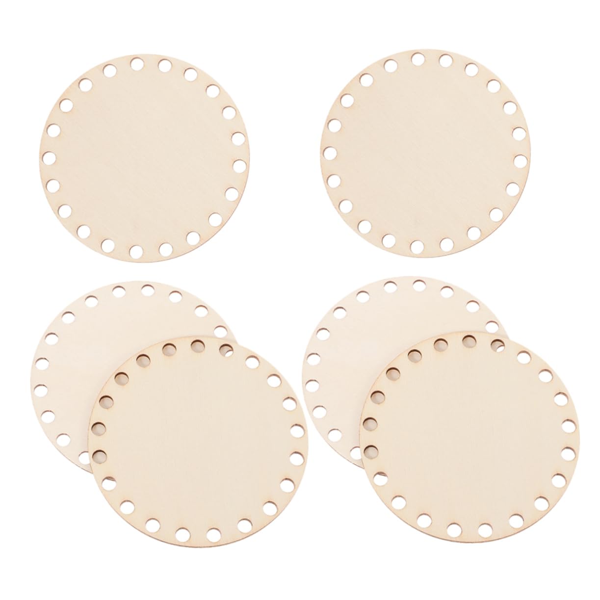 HEMOTON 6pcs Wooden Crochet Basket Base DIY Wooden Round Knitting Base Craft for Handbags