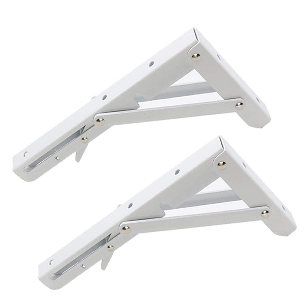ZZXY Soportes para Estantes Plegables- Escuadras Abatibles Soporte Pared de Acero Inoxidable, Soportes Estanterías Escuadras Metálicas Ahorrar Espacio Carga Máxima 2 Piezas