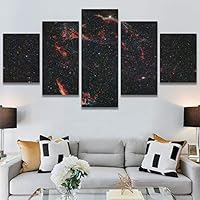 SIGNWIN 5 Panel Canvas Wall Art Aerial Astronomy & Space Dramatic Global Green Photography Realism Stars Ultra for Home Decorations Ready to Hang - 60