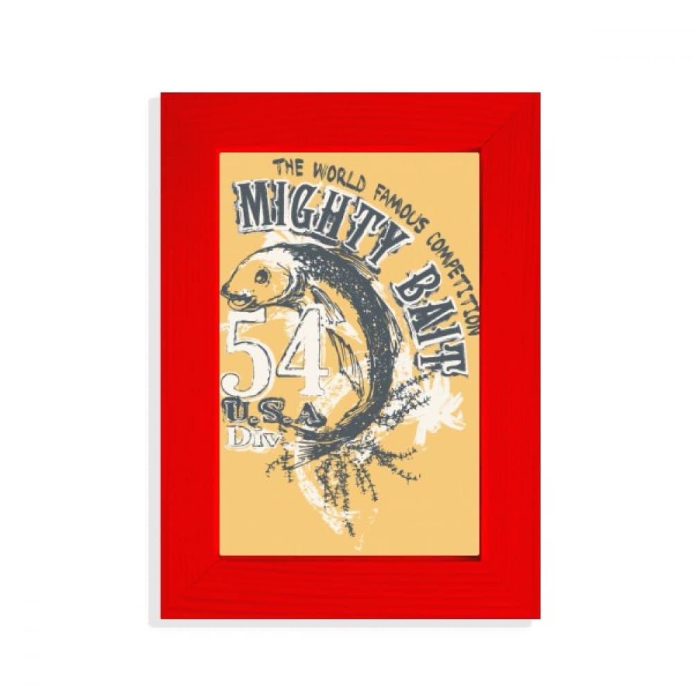 Line Drawing Fish Mighty Bait Pattern Picture Display Art Red Photo Frame