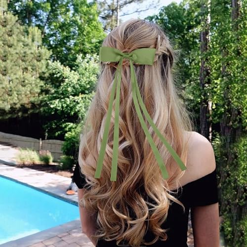 Set de 4 pinzas de lazo para cabello verdes y azules miniatura 7