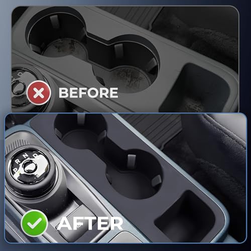 Image of Car Cup Holder for Ford Maverick 2026 2025 2024 2023 2022, Interior Accessories Silicone Center Console Cup Holder Insert for Ford Maverick XLT|XL|Lariat|Rremor|Lobo 2022-2026, Black