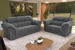 Conjunto Sofá Windsor Velut Cinza 3 e 2 Lugares 2.04m e 1.59m - King House