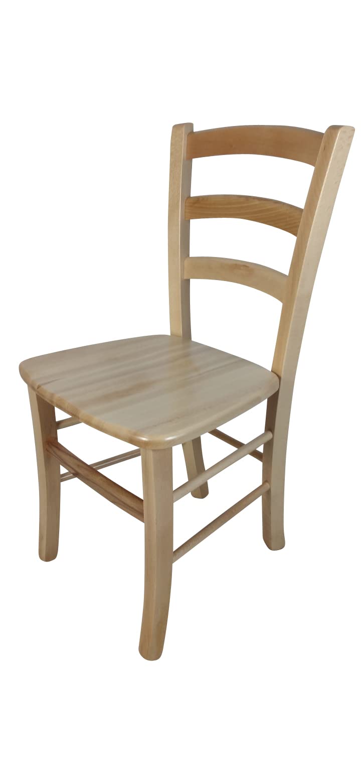 Sedam Srl Sedia Venezia Paesana, Legno Massello, Vari Sedute e Colori, Imbottita Paglia o Massello Cucina Casa Ristorante Agriturismo, Alta qualità, ORDINE MINIMO 2 PEZZI (Naturale, Massello)