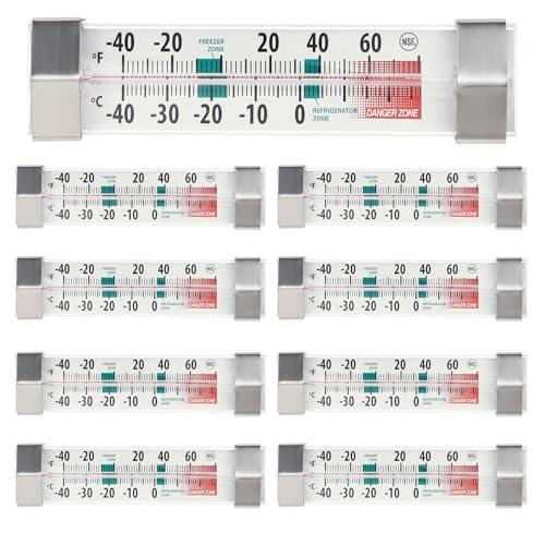 Termómetros de refrigerador analógicos en paquete de 9 unidades con esfera grande