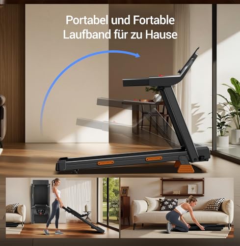 LONTEK Laufband für Zuhause Klappbar mit Steigung 15%, Laufbänder 12KM/H, Treadmill for Home mit...