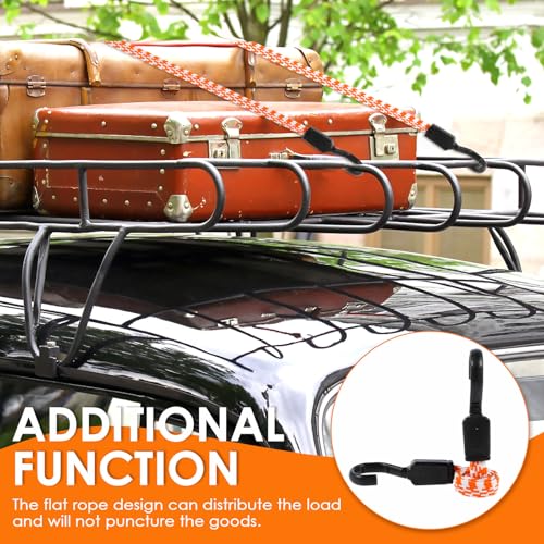 Image of 10pcs Bungee Cords with Hooks, 55cm Heavy Duty Adjustable Bungee Cord, Weatherproof & UV-Resistant Flat Nylon Elastic Bungee Straps For Securing Tarps, Luggage, Tents, Bikes (10pcs(55cm each))