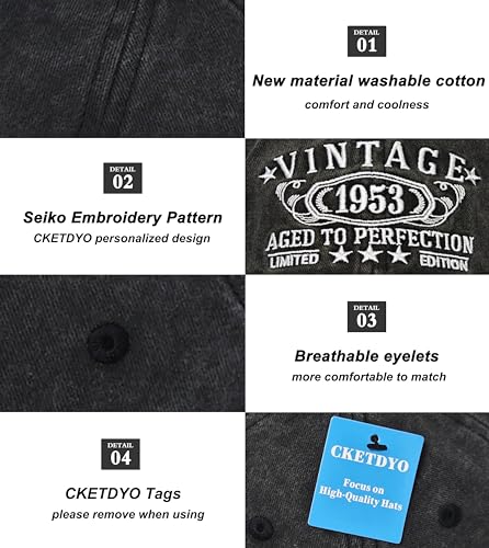 Image of 1926-1996 Birthday Gifts for Men Women,Personalized 30th-100th Birthday Ideas Gift,Parents Vintage Hat