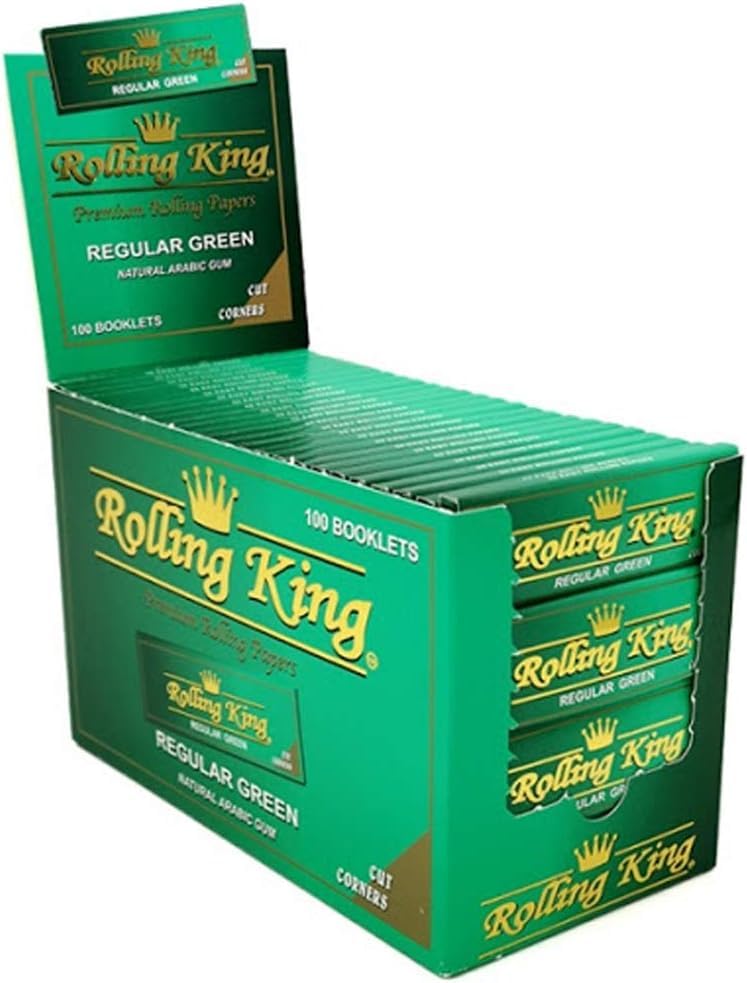 Rolling King REGULAR GREEN Cut Corners Rolling Papers - Box of 100 booklets