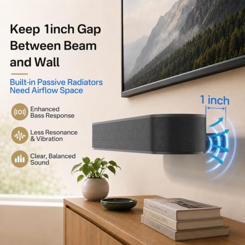Image of (For Sonos Beam Mount, Black) - Wall Mount for Sonos Beam Soundbar Sturdy Metal Mounting Bracket Compatible with Sonos Beam Sound Bar TV Wall Mounts, Black
