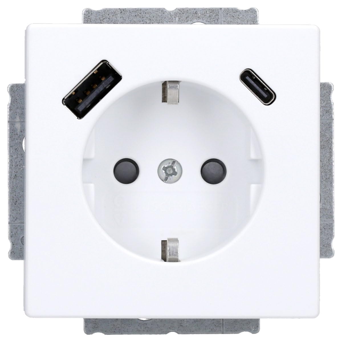 Busch-Jaeger Plattform63 USB-A+C Steckdose Safety+ – Studioweiß Matt