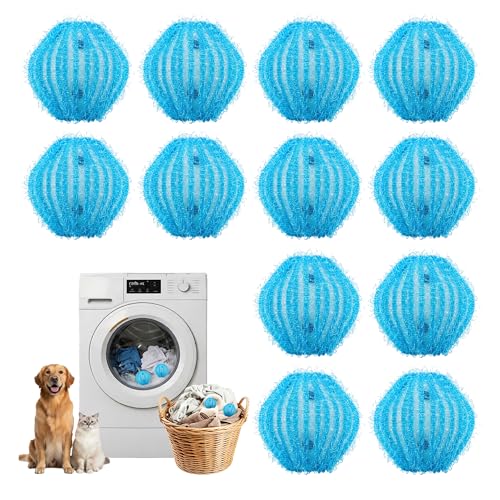 12 Pack Pet Hair Remover for Laundry, Reusable Dog & Cat Hair Catcher, Washer & Dryer Safe Laundry Balls
