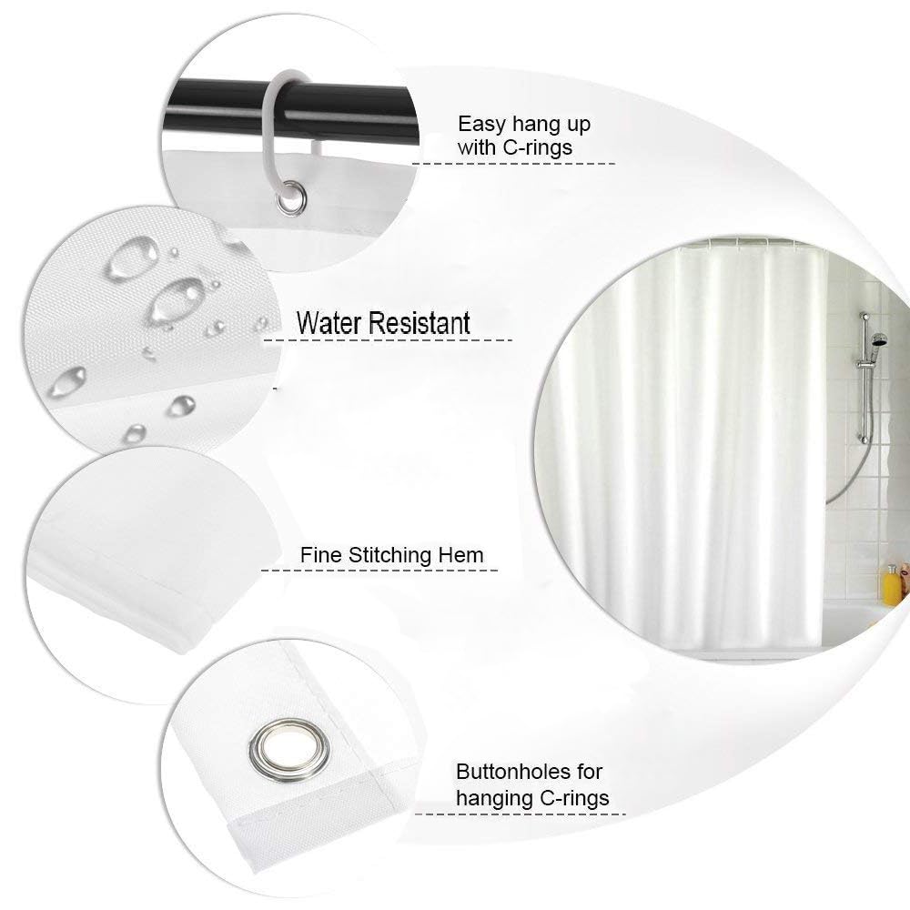 UUDIHO Duschvorhang Weiß 220x180cm - Wasserdicht & Maschinenwaschbar
