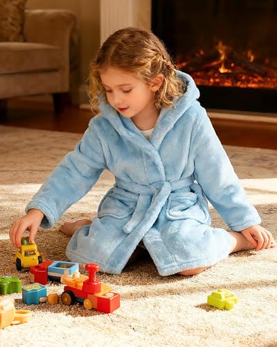 Girls Fleece Hooded Robes, Warm Printed Bath Robe for Kids Soft Fuzzy Bathrobe for Gifts4