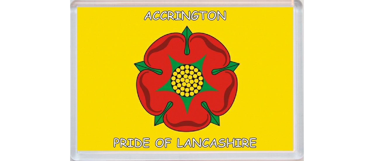 Baked Bean Store Accrington - Pride Of Lancashire County Flag - Jumbo Fridge Magnet