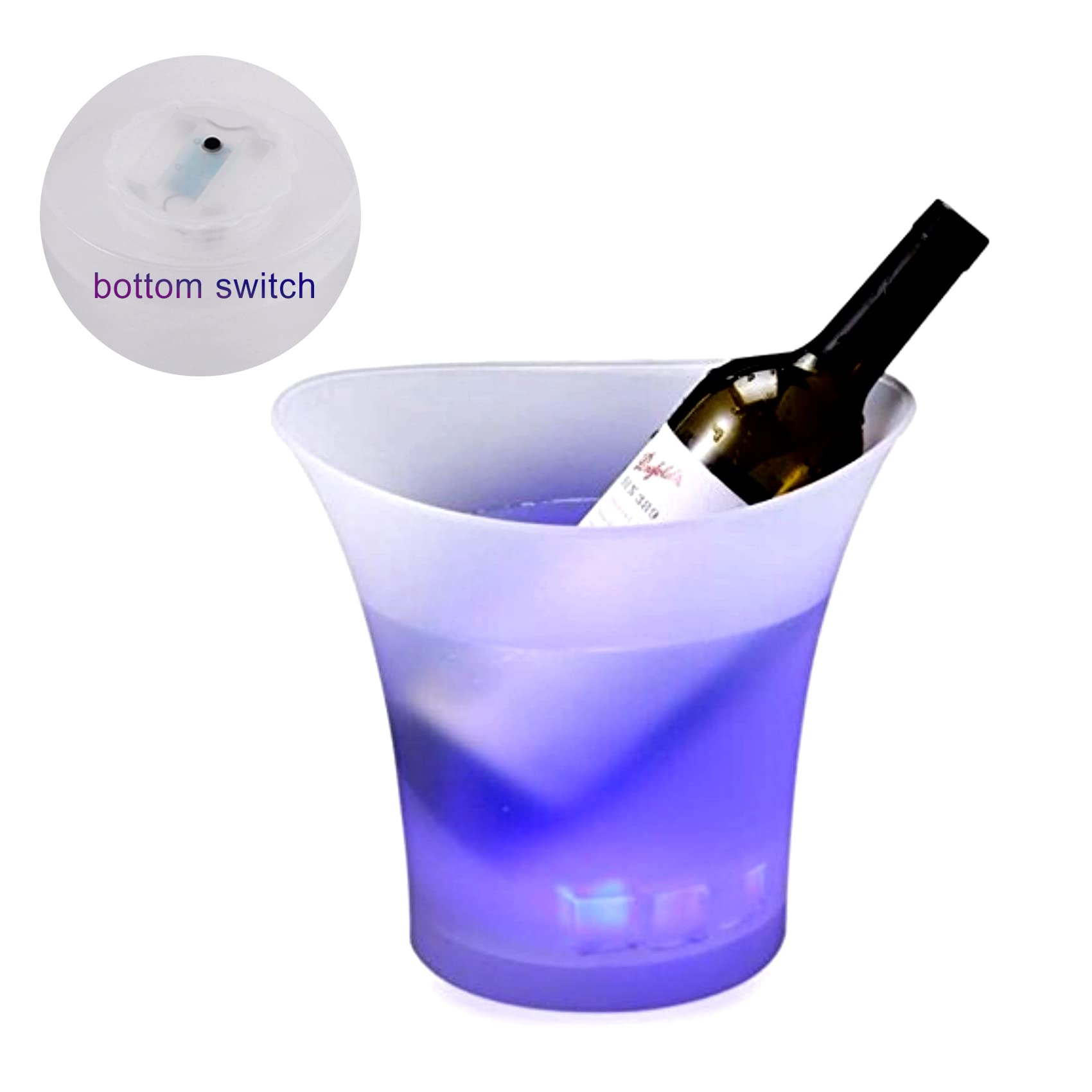 Secchio per ghiaccio LED, 5 pezzi, secchio per champagne luminoso, secchio multicolore per vino, birra, bevande, per riunione familiare, bar, feste, serate, 5 l