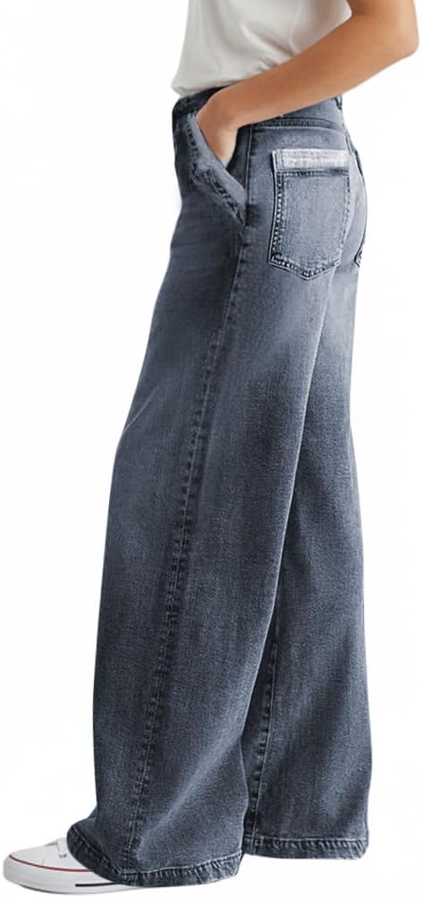 Wide Leg Jeans for Women Mid Rise Baggy Straight Wash Casual Denim Jeans Without Belt - Image 3