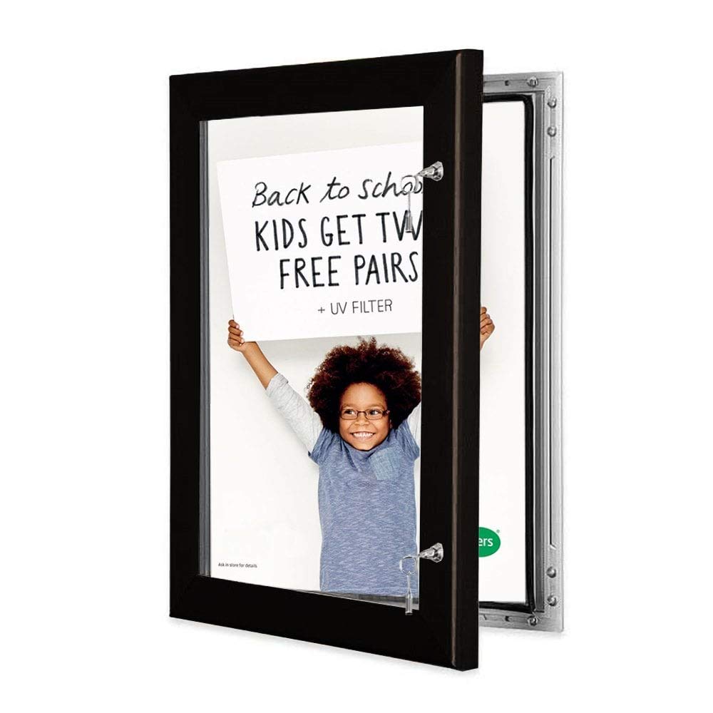 DisplaysenseA0 Lockable Black Poster Case Notice Board