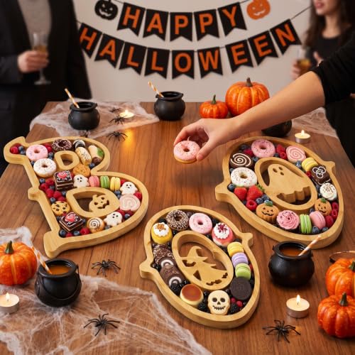 SZVRL 3‑Pack Halloween Charcuterie Board with 6 Halloween Cupcake Toppers - image 5