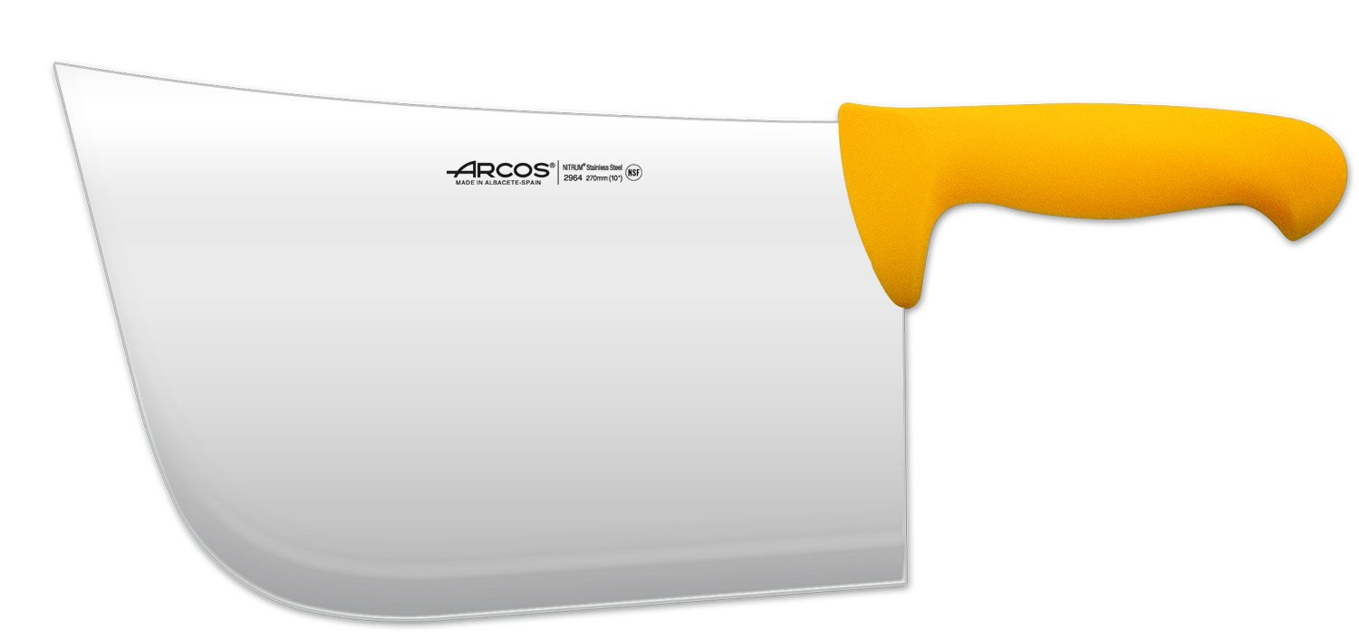 Arcos Coltello da Macellaio Cleaver con Lama in Acciaio Inossidabile 28 cm – Manico in Polipropilene, Sistema di Identificazione Colore, Resistente e Igienico – Giallo, Serie 2900