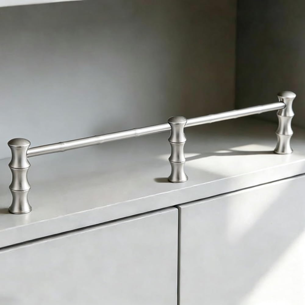 SVBVRFEEW Aluminum Shelf Guardrail Fence Shelves Tipping Railing Rod Shoe Racks Rail Decorative Safety Bar Anti-Fall Fence Set for Bookshelves(Silver,32in/81.3cm)