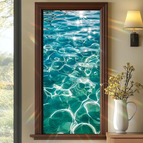 Window Film 17.7x39.3 Inch Static Cling Ocean Water Ripple Design miniatura 1