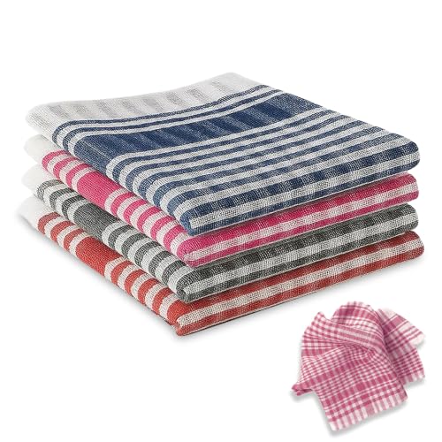 Image of GLUN Pack of 4 Cotton Cleaning Napkins for Kitchen, (17x17 Inch) Multipurpose Cleaning Cloth for Kitchen & House Dusting, Highly Absorbent Cleaning Cloth