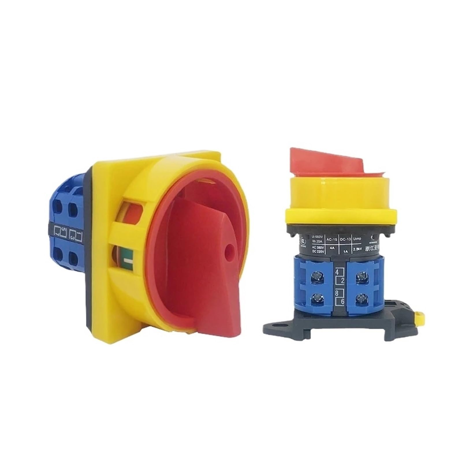 CXFCIHFT LW26GS-20A 25A Rail Mounted OFF-ON Two Levels CA10 48x48mm 64x64mm Disconnect Isolator Padlock Rotary Cam Switch(20A 48X48mm OFF-ON)