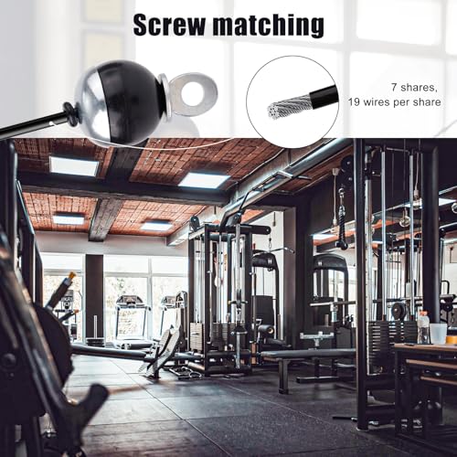 NQEUEPN 118in Fitness Pulley Cable, Home Gym Replacement Cables Pulley System Gym Heavy Duty Fitness Steel Wire Rope for Pulley Machine Accessories Home Gym (Fixed Style with Screw) NQEUEPN 118in Fitness Pulley Cable, Home Gym Replacement Cables Pulley System Gym Heavy Duty Fitness Steel Wire Rope for Pulley Machine Accessories Home Gym (Fixed Style with Screw)