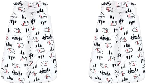 Hudson Baby Saco de dormir unisex de felpa para bebé, manta sin mangas, oso de invierno, 6-12 meses (paquete de 2)