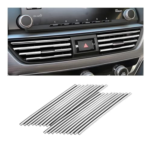 WEMOL 20 Pieces Red Universal Car AC Vent Outlet Decoration Strip, Waterproof Bendable Air Vent Outlet Trim Decoration, Suitable for Most Air Vent Outlet (Silver)