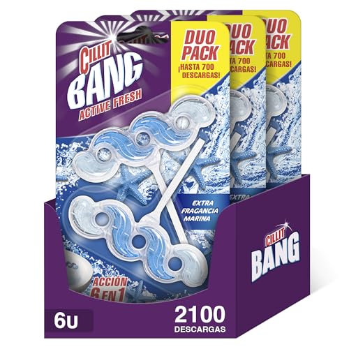 Cillit Bang Active Fresh - Colgador Wc, Fragancia Frescor Marino. Pack, 3x2 Unidades, 2100 Descargas