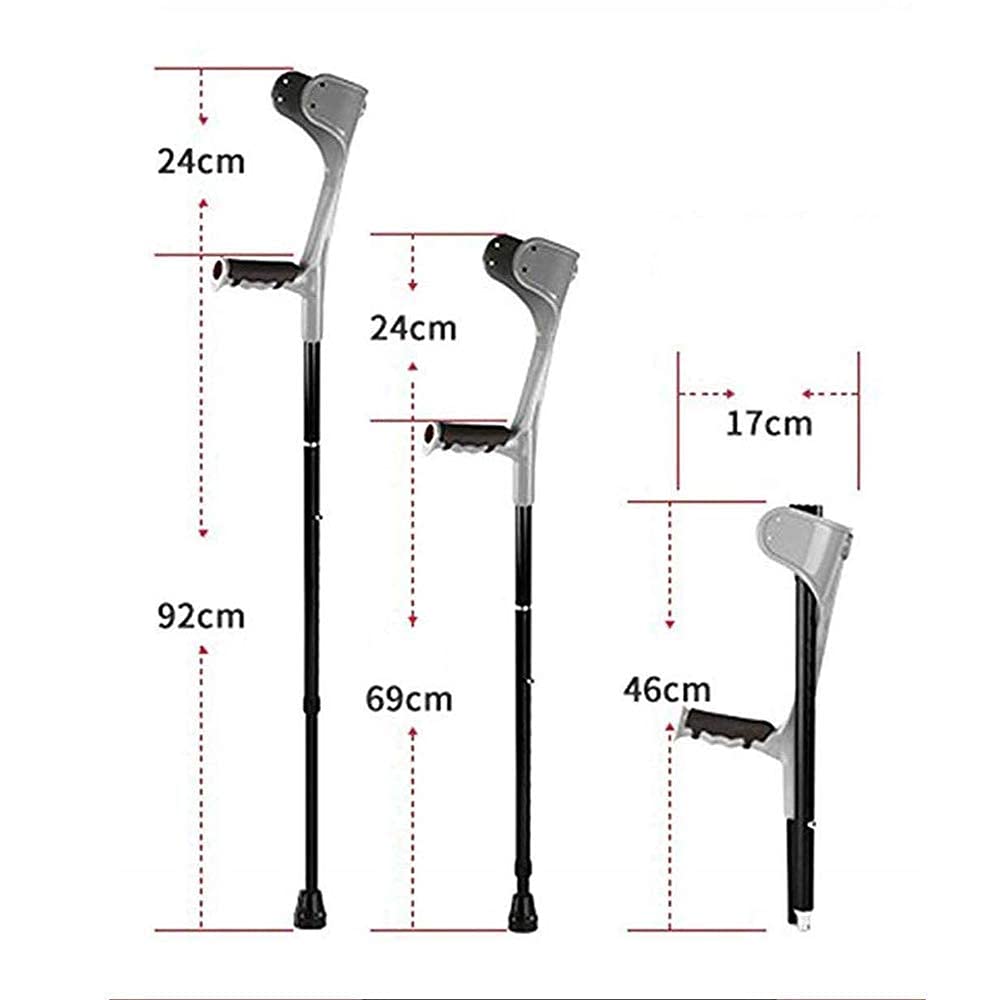 WlP Muleta Codo Plegable Muleta Plegable de aleación de Aluminio, Andador de bastón con Manga de Brazo Plegable, Altura Ajustable, aleación de Aluminio Ligera portátil