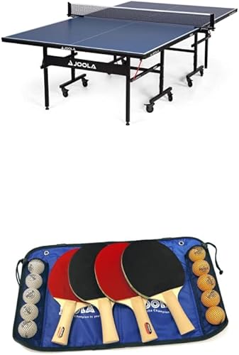 JOOLA Inside 15 Table – Mesa de tenis de mesa profesional de MDF para interiores + juego de tenis de mesa premium JOOLA Family