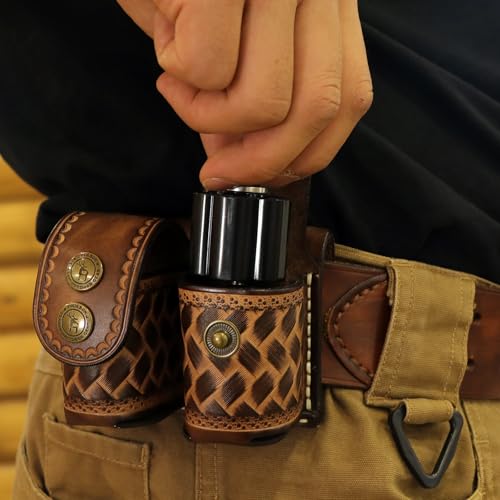 TOURBON Leather Double Speedloader Pouch Belt Carrier Speedloader Holder Case for .38 .357 .44 .45