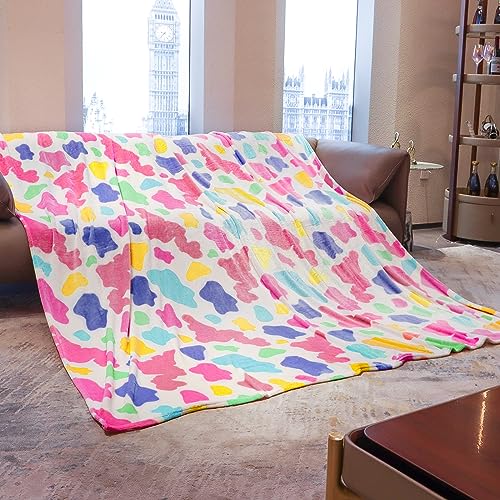 SEEGU Fleece Blanket King Size Colorful Cozy Fuzzy Bed Throw Blanket 90x108inch Lightweight Rainbow Soft King Blanket for Bed Couch Sofa Home Decor