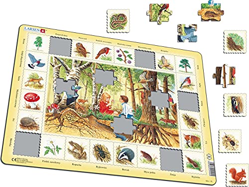 Larsen NA4 Natur-Puzzle: Wald, Polnisch Ausgabe, Rahmenpuzzle mit 48 Teilen