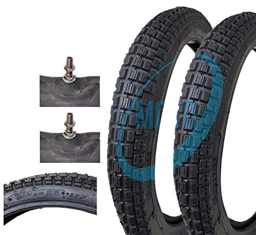 EMA16MFG - 2 neumáticos + 2 cámaras para moto Ciao Si Bravo 2 1/2-16 con tacos Monferraglia