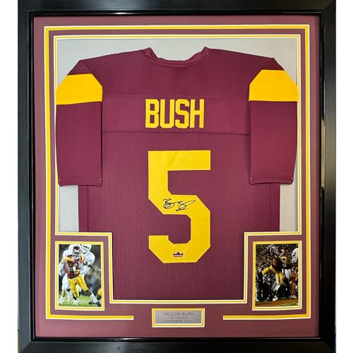 Framed Facsimile Autographed Reggie Bush 35x39 USC Maroon Reprint Laser Auto College Football Jersey