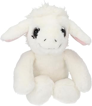 Depesche 13519 SNUKIS - Peluche de Cordero, en Blanco, con Ojos Brillantes y Orejas Flexibles, Peluche de Aprox. 25 cm de Altura