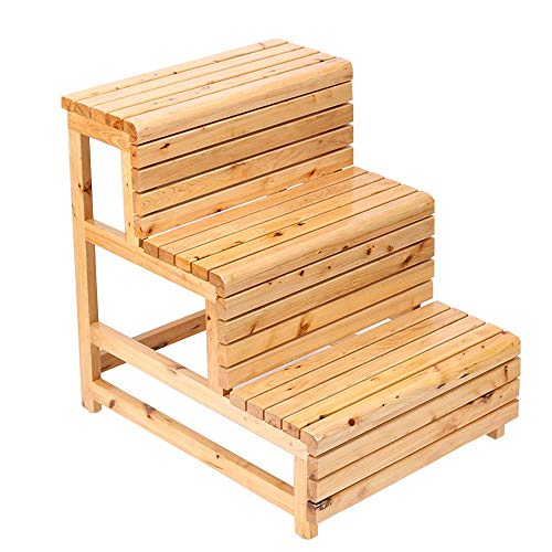Mehrzweck-Steigleiterregal Massivholzleiter Hocker Multifunktionale Kinder Fuß Hocker Home Bad Anti Slip 3 Schritte 225 kg Kapazität (Holz Farbe) Cover