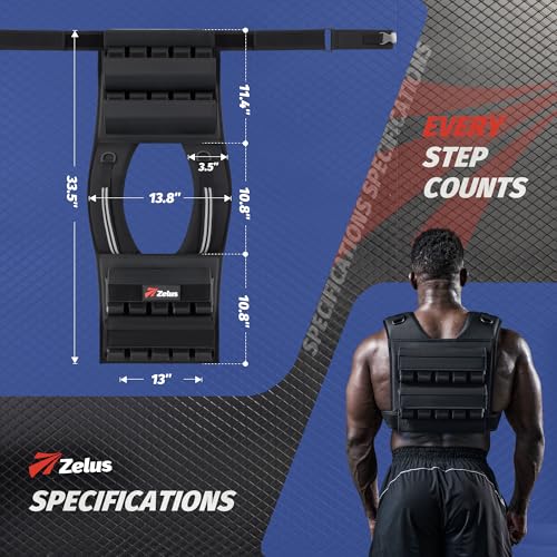 ZELUS Weighted Vest Men, 23lbs/36lbs/45lbs Adjustable Weight Vest with 10/16/20 removable Iron Weights and Reflective Strips, No-Bounce Design for Strength Training, Running, HIIT & Calisthenics by ZELUS - Image 7