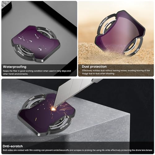 REYGEAK Conjunto de filtros Avata 2 ND, pacote com 4 filtros ND8 ND16 ND32 ND64 compatível com DJI-A